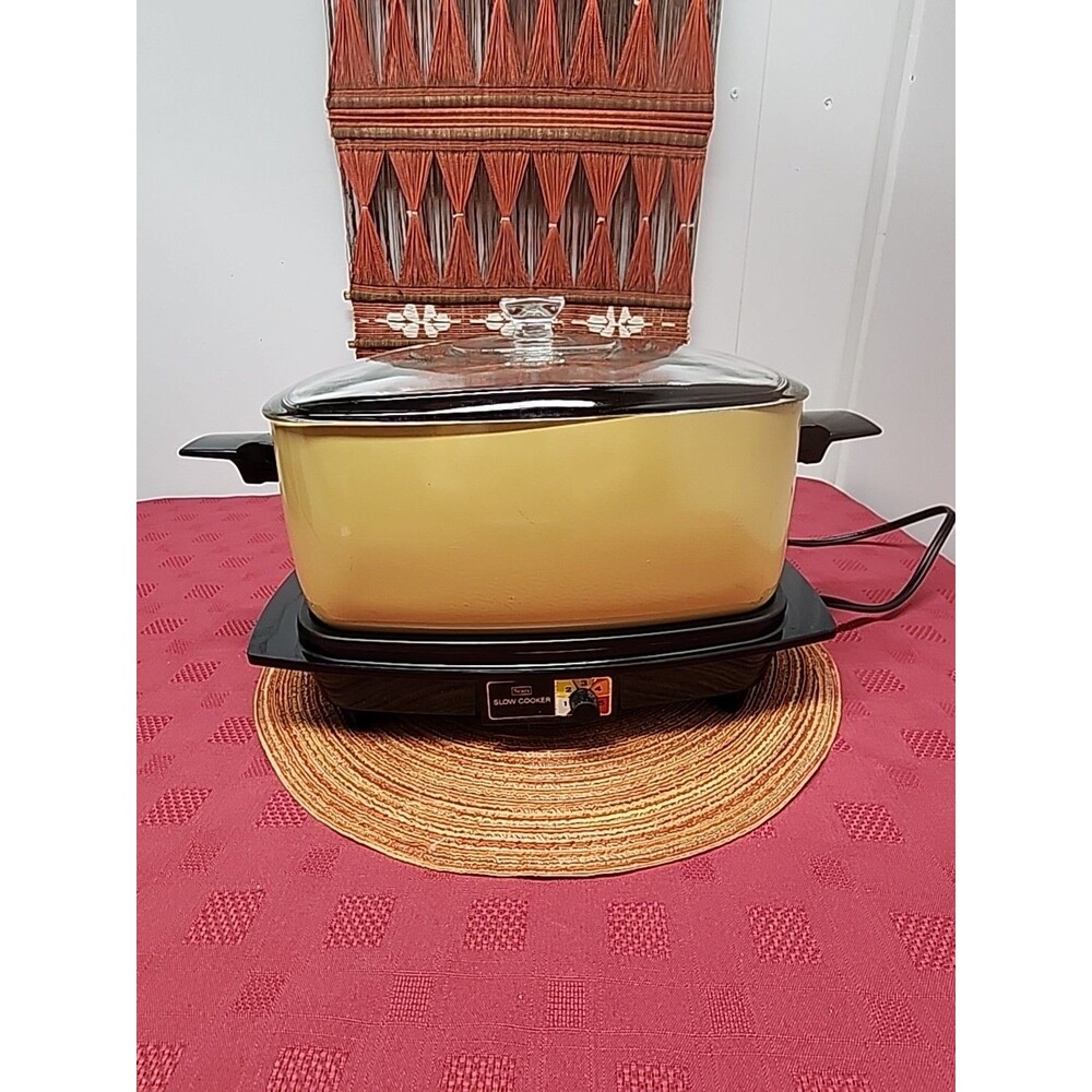 VTG Sears 6 Quart Rectangle Slow Cooker Harvest Gold 5 Temp Setting Tested Works